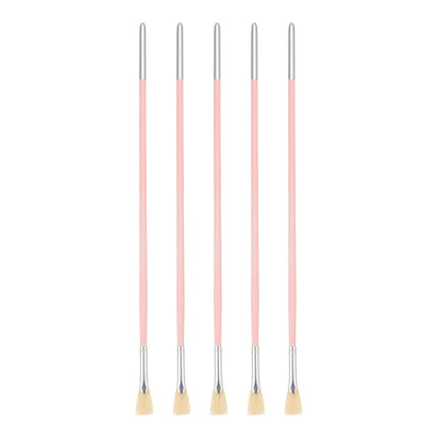 Harfington Uxcell Paint Brushes 0.59" Width 0.12" Thick Natural Bristle with Pink Wood Handle 5Pcs