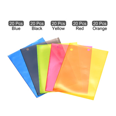Harfington PVC Plastic Tags Bag,for Luggage Clothes Tags,75x105mm with Hole 5 Colors 100Pcs