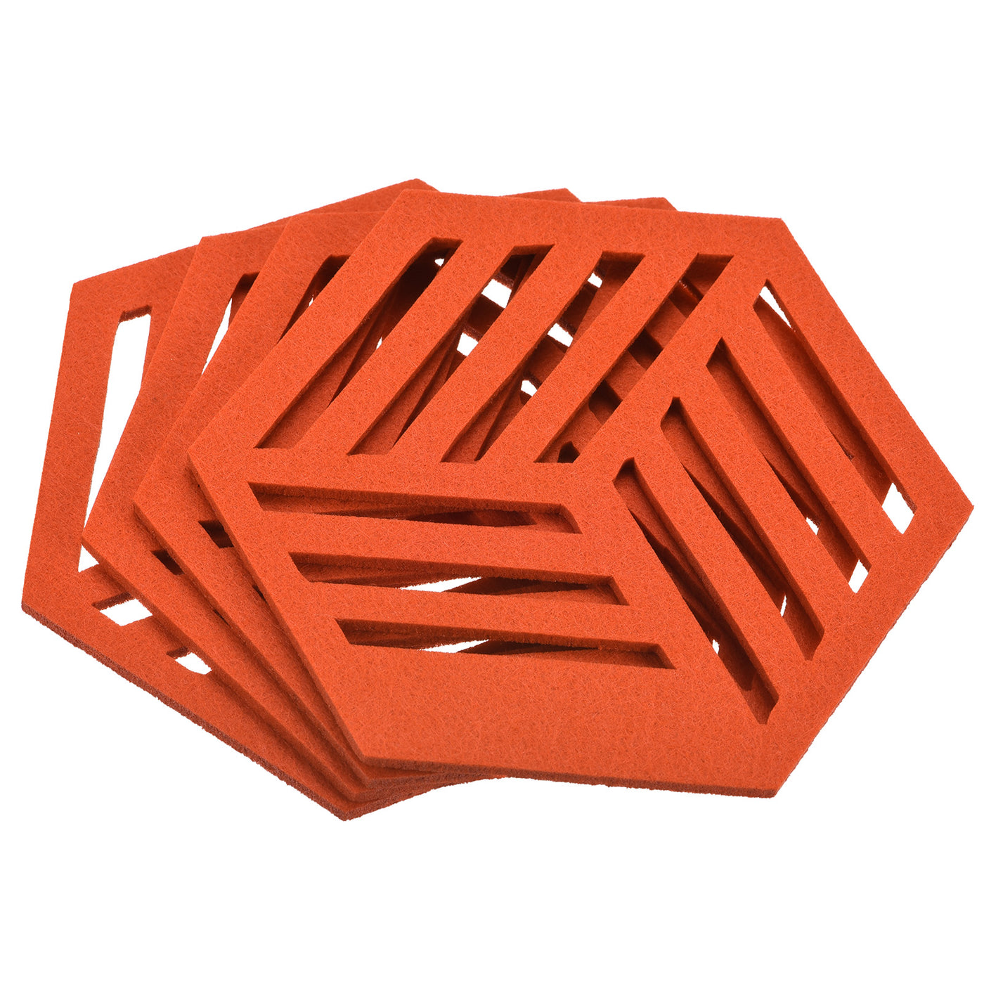 uxcell Uxcell Felt Coasters, 4pcs Hexagon Mat Pad Coaster for Drink Cup Pot Bowl Vase, Orange