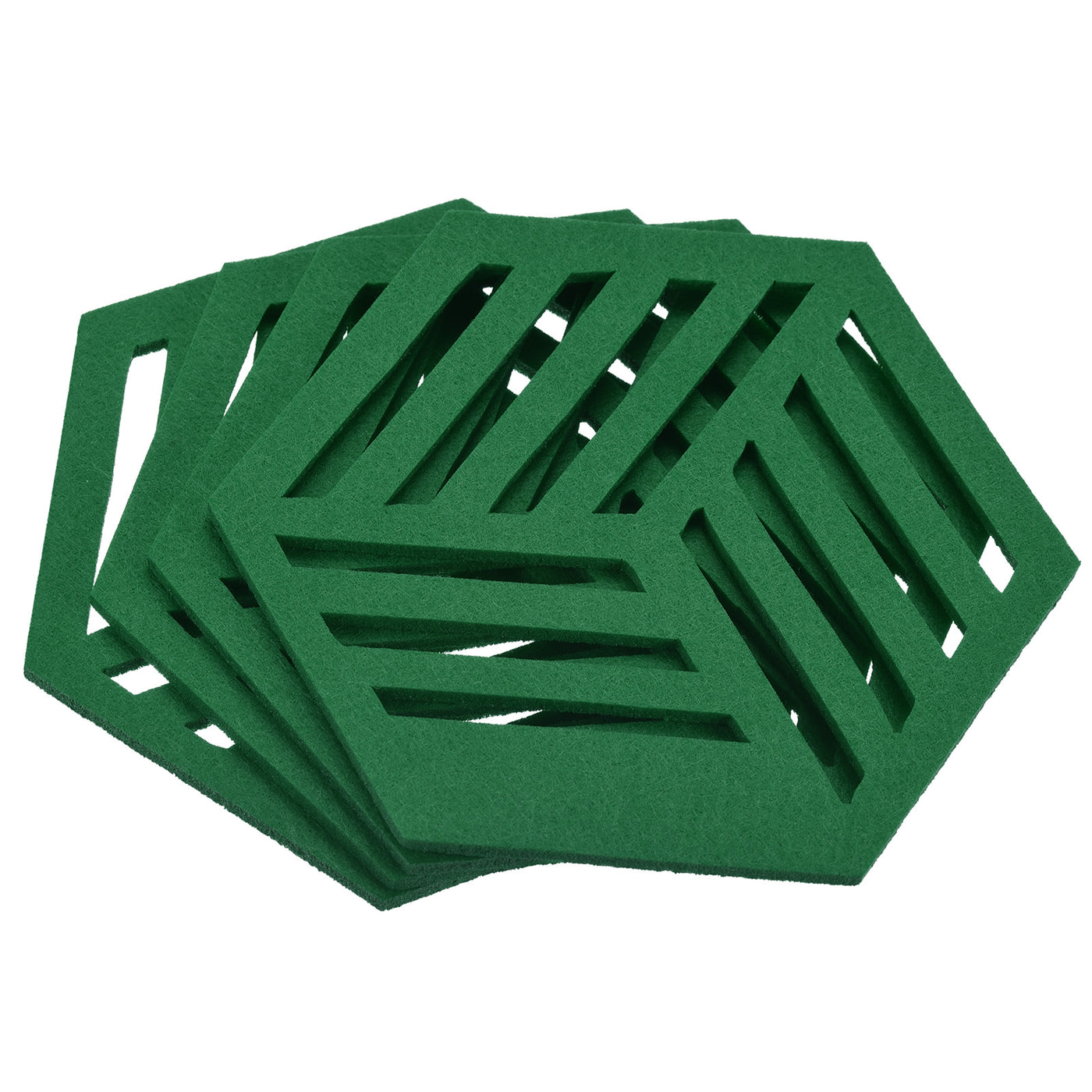 uxcell Uxcell Felt Coasters, 4pcs Hexagon Mat Pad Coaster for Drink Cup Pot Bowl Vase, Green