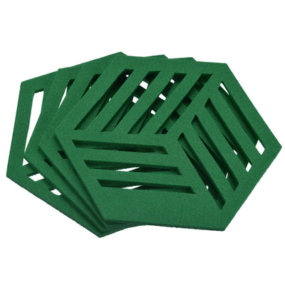 Harfington Uxcell Felt Coasters, 4pcs Hexagon Mat Pad Coaster for Drink Cup Pot Bowl Vase, Green