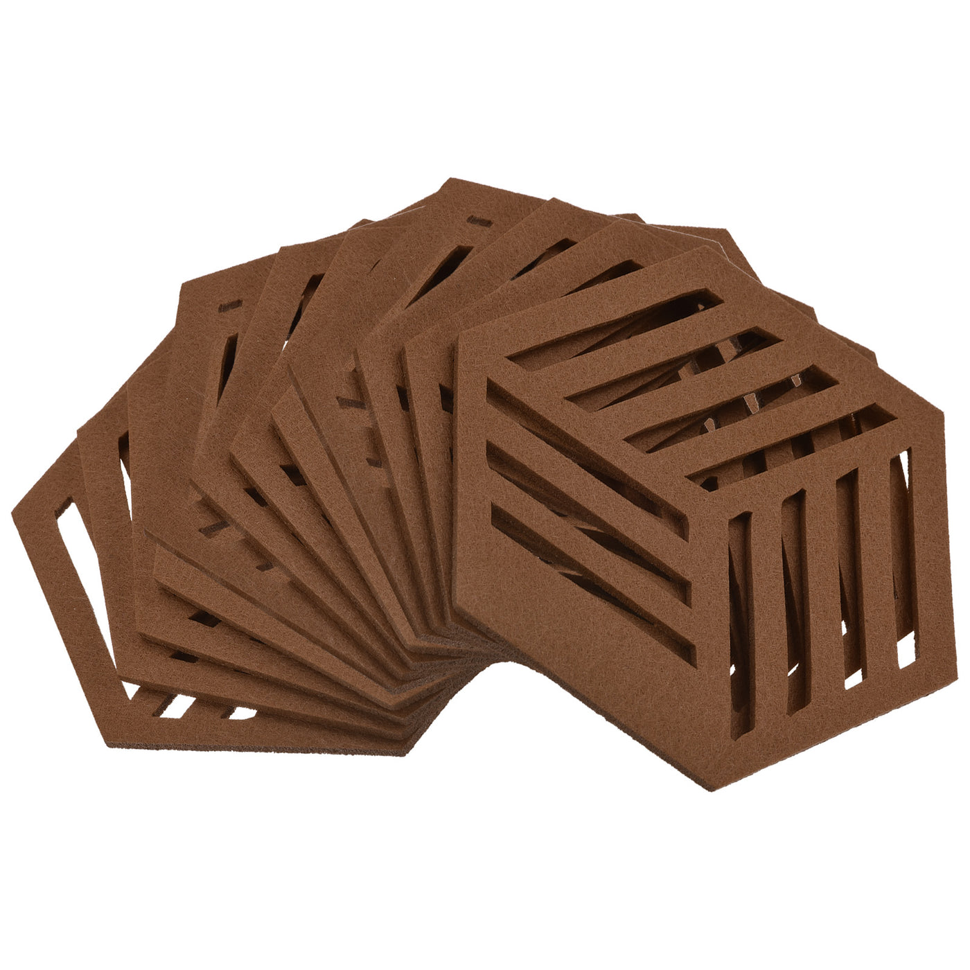 uxcell Uxcell Felt Coasters, 12pcs Hexagon Mat Pad Coaster for Drink Cup Pot Bowl Vase, Brown