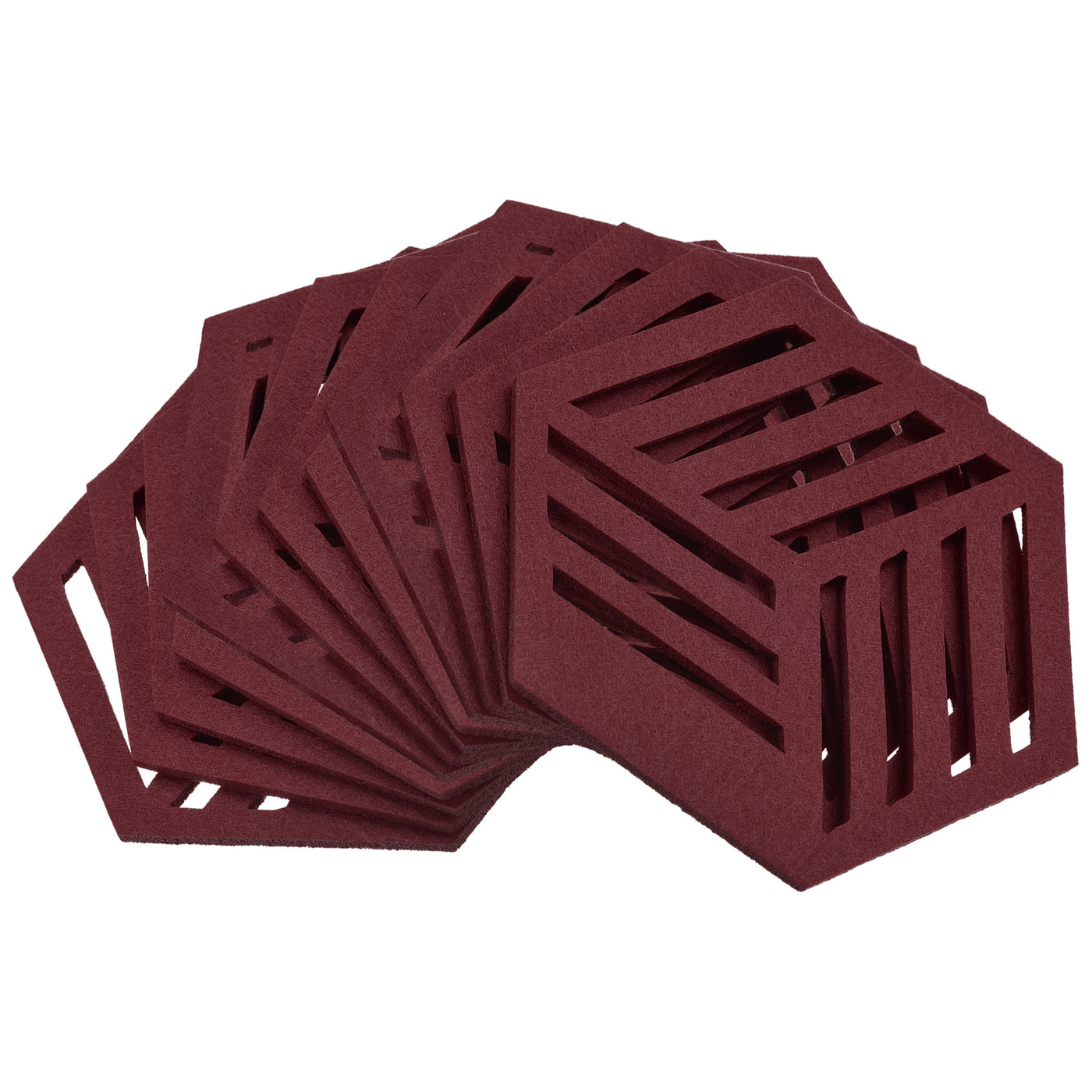 uxcell Uxcell Felt Coasters 12pcs Hexagon Mat Pad Coaster for Drink Cup Pot Vase Wine Red