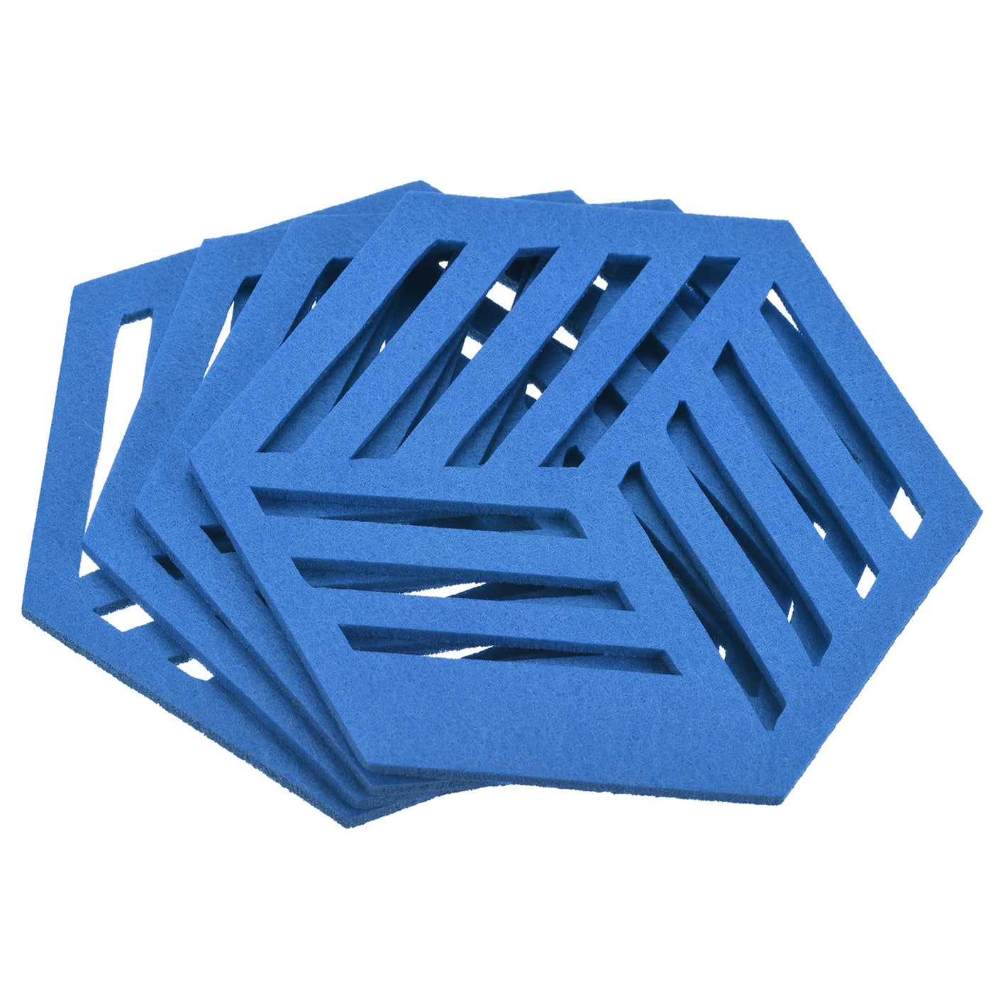 uxcell Uxcell Felt Coasters 4pcs Hexagon Mat Pad Coaster for Drink Cup Pot Vase Sky Blue