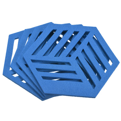 Harfington Uxcell Felt Coasters 4pcs Hexagon Mat Pad Coaster for Drink Cup Pot Vase Sky Blue