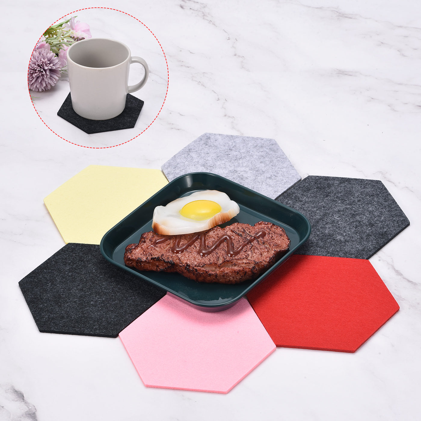 uxcell Uxcell Felt Coasters 9pcs Absorbent Pad Coaster for Drink Cup Pot Bowl Vase Black