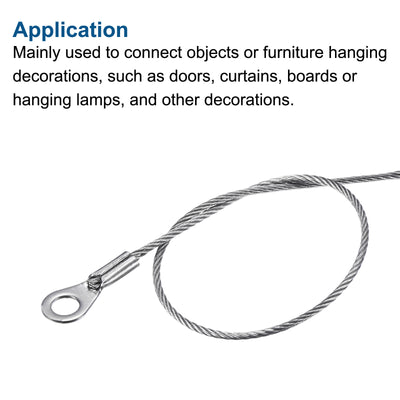 Harfington Stainless Steel Lanyards Cable Eyelets Ended Security Wire Rope with Key Ring Keychain