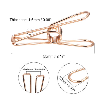 Harfington Uxcell Tablecloth Clips, 55mm Carbon Steel Clamps for Fix Table Cloth, Rose Gold 25 Pcs