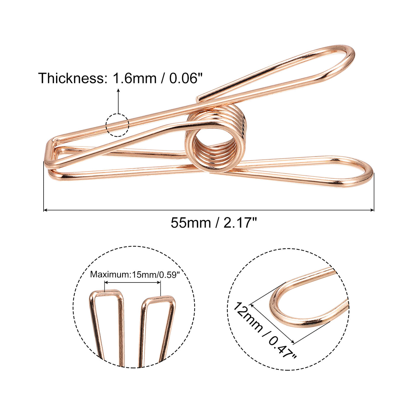 uxcell Uxcell Tablecloth Clips, 55mm Carbon Steel Clamps for Fix Table Cloth, Rose Gold 8 Pcs