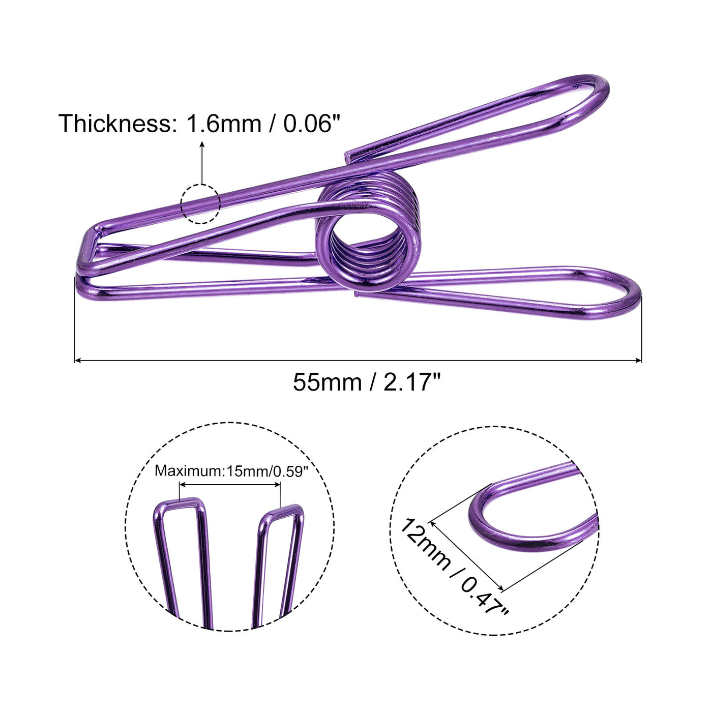 uxcell Uxcell Tablecloth Clips, 55mm Carbon Steel Clamps for Fix Table Cloth, Purple 8 Pcs