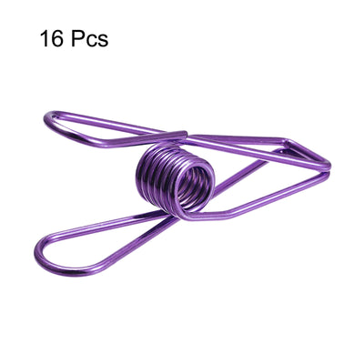 Harfington Uxcell Tablecloth Clips, 55mm Carbon Steel Clamps for Fix Table Cloth, Purple 16 Pcs