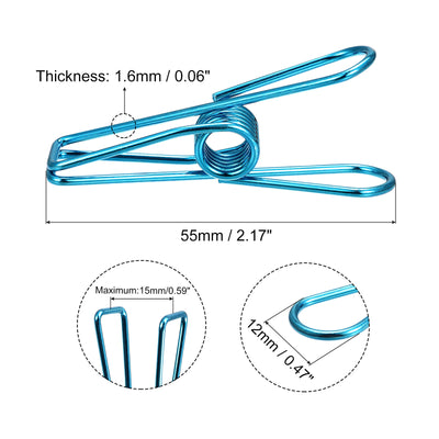Harfington Uxcell Tablecloth Clips, 55mm Carbon Steel Clamps for Fix Table Cloth, Blue 8 Pcs