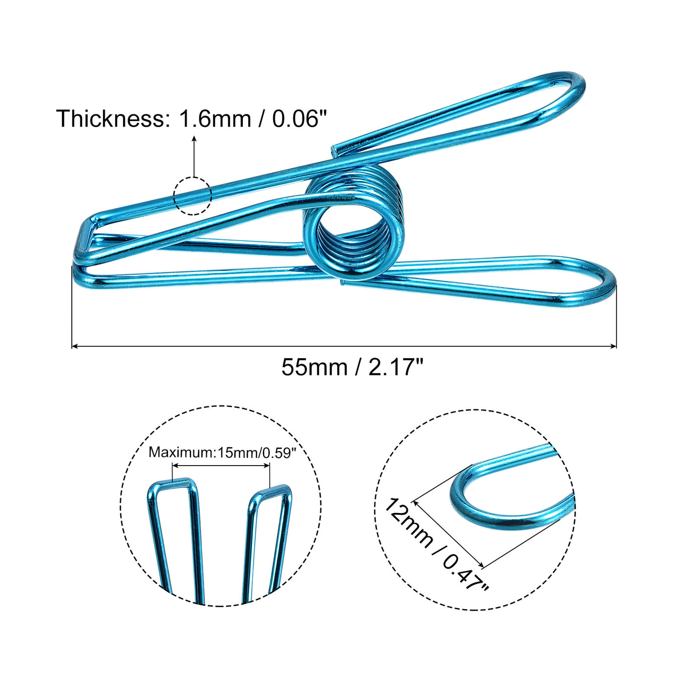 uxcell Uxcell Tablecloth Clips, 55mm Carbon Steel Clamps for Fix Table Cloth, Blue 16 Pcs