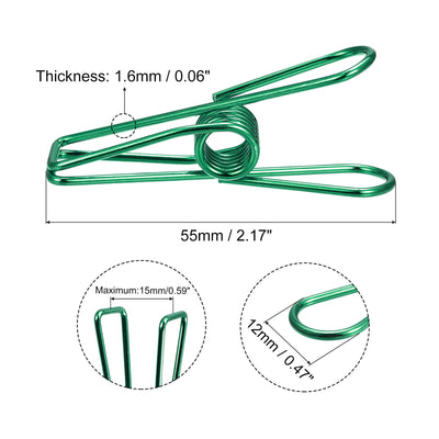 Harfington Uxcell Tablecloth Clips, 55mm Carbon Steel Clamps for Fix Table Cloth, Green 8 Pcs