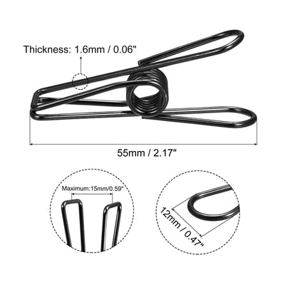 Harfington Uxcell Tablecloth Clips, 55mm Carbon Steel Clamps for Fix Table Cloth, Black 25 Pcs