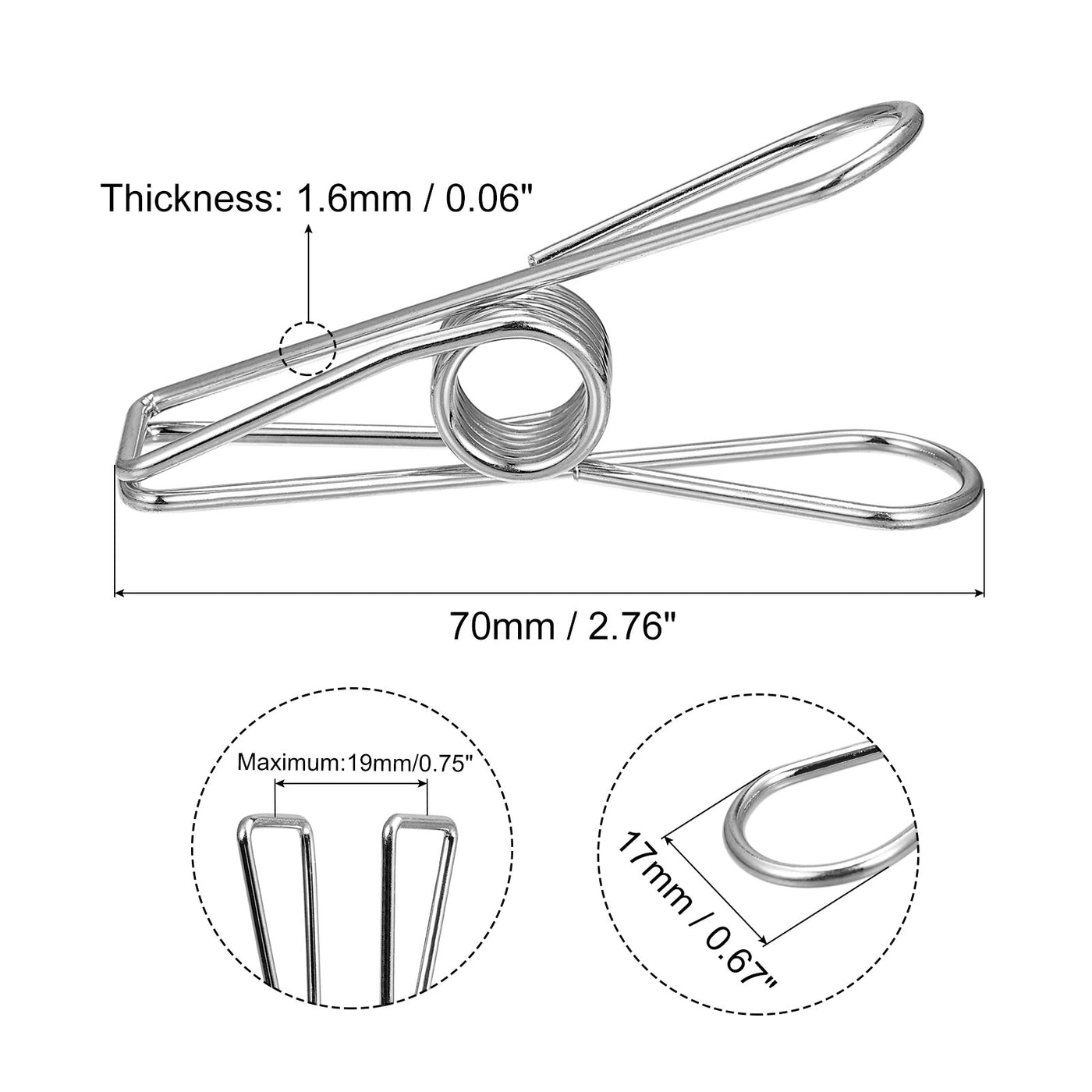 uxcell Uxcell Tablecloth Clips, 70mm Carbon Steel Clamps for Fix Table Cloth, Silver 8 Pcs