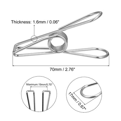 Harfington Uxcell Tablecloth Clips, 70mm Carbon Steel Clamps for Fix Table Cloth, Silver 8 Pcs