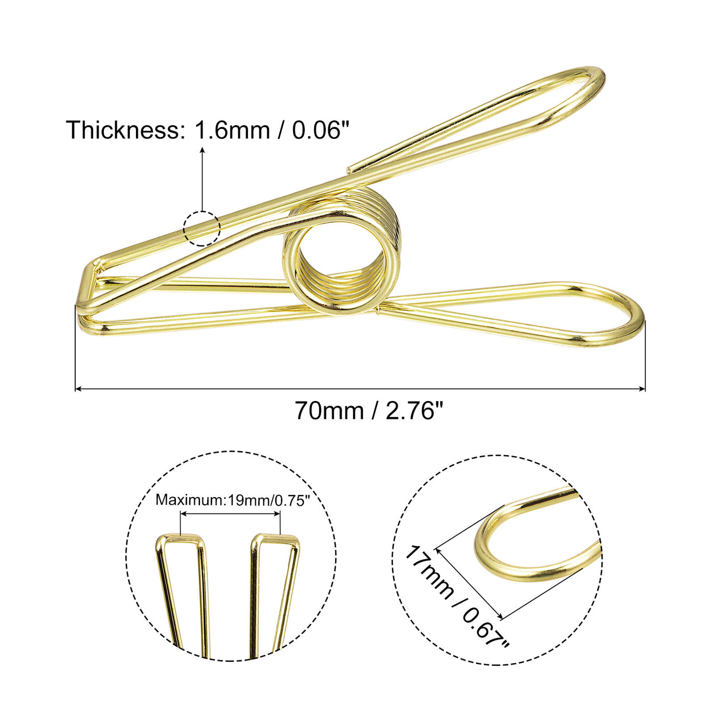 uxcell Uxcell Tablecloth Clips, 70mm Carbon Steel Clamps for Fix Table Cloth, Gold Tone 14 Pcs