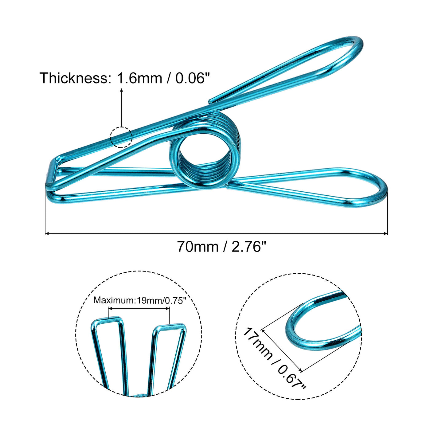 uxcell Uxcell Tablecloth Clips, 70mm Carbon Steel Clamps for Fix Table Cloth, Blue 8 Pcs