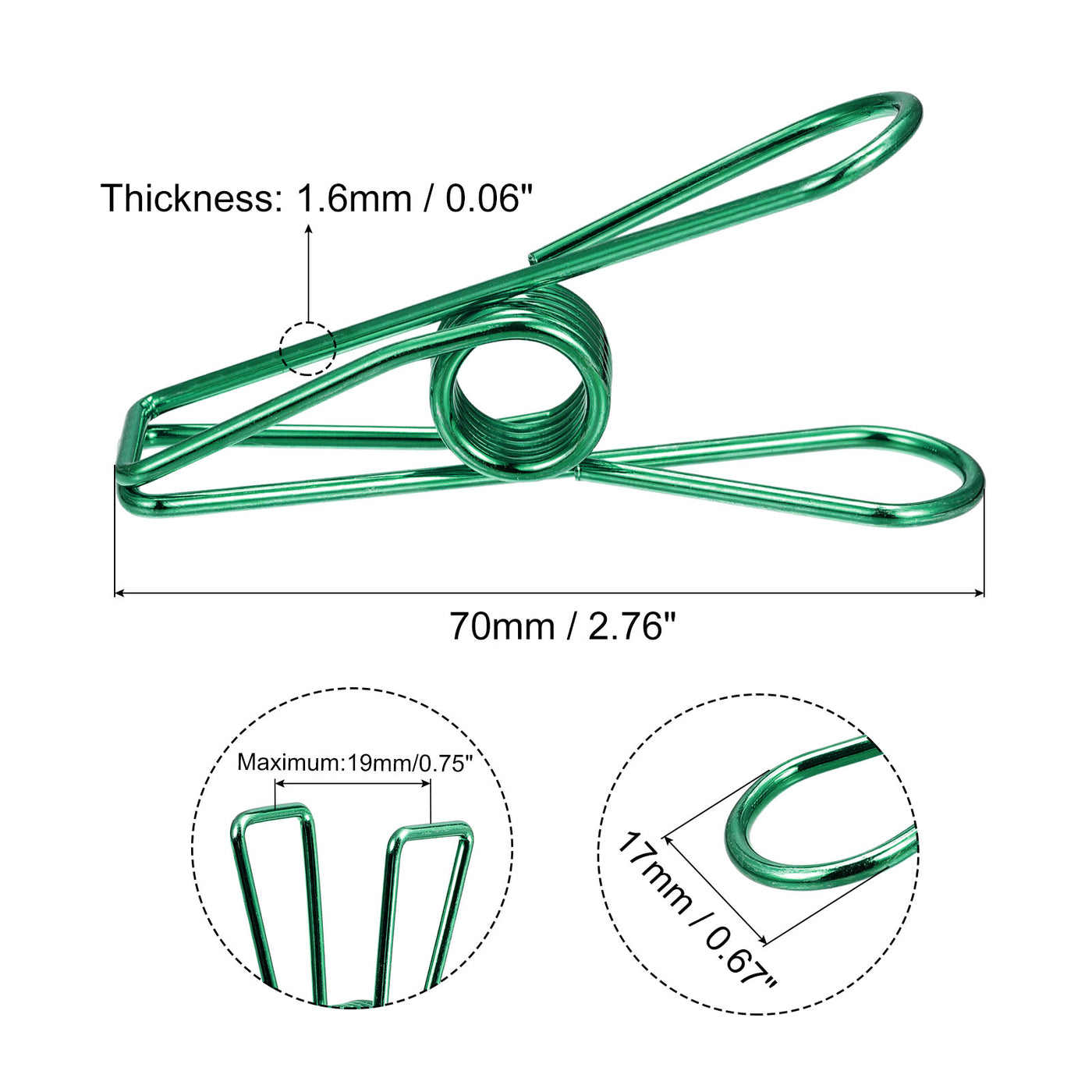 uxcell Uxcell Tablecloth Clips, 70mm Carbon Steel Clamps for Fix Table Cloth, Green 20 Pcs