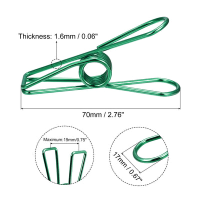 Harfington Uxcell Tablecloth Clips, 70mm Carbon Steel Clamps for Fix Table Cloth, Green 20 Pcs