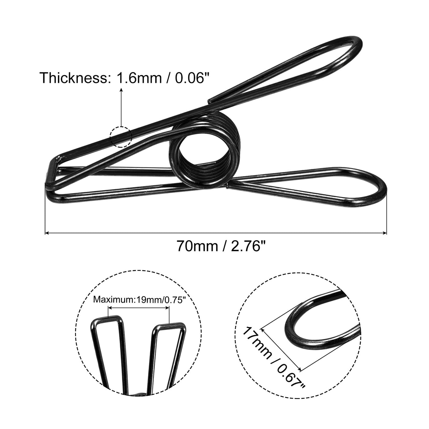uxcell Uxcell Tablecloth Clips, 70mm Carbon Steel Clamps for Fix Table Cloth, Black 8 Pcs
