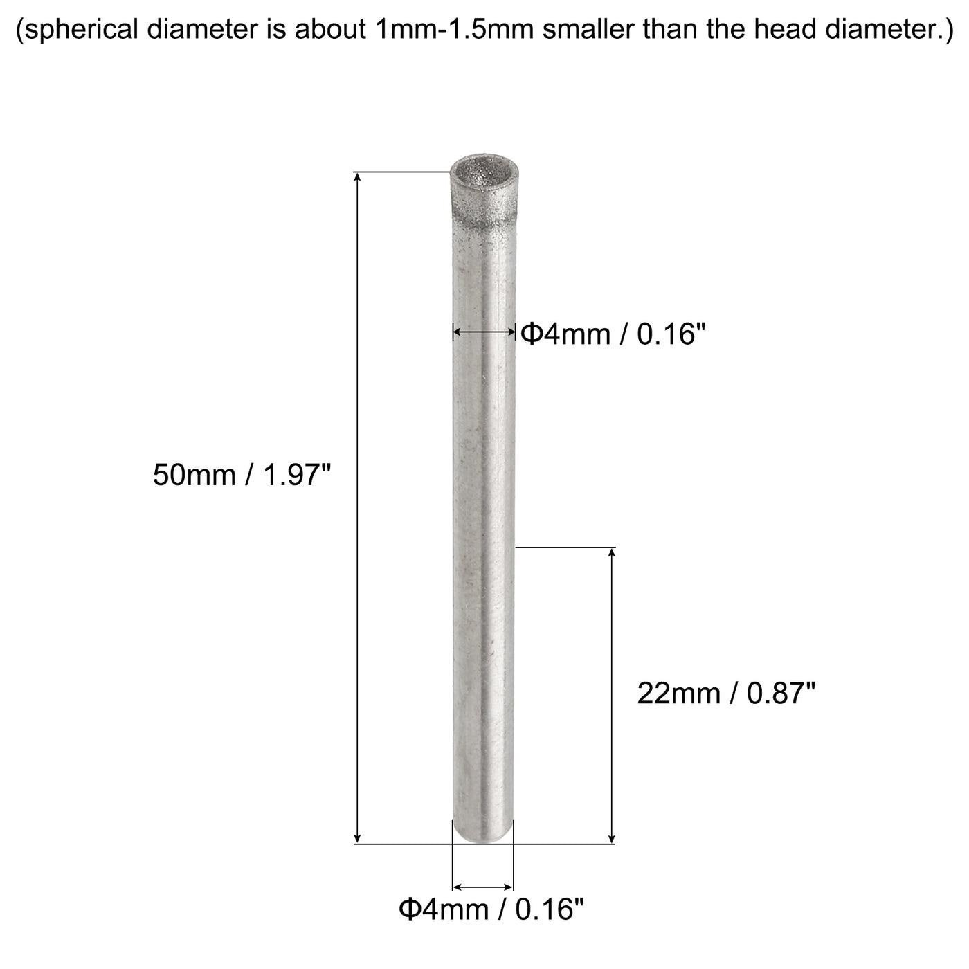 uxcell Uxcell 4mm 600 Grits Diamond Mounted Point Spherical Concave Head Bead Grinding Bit