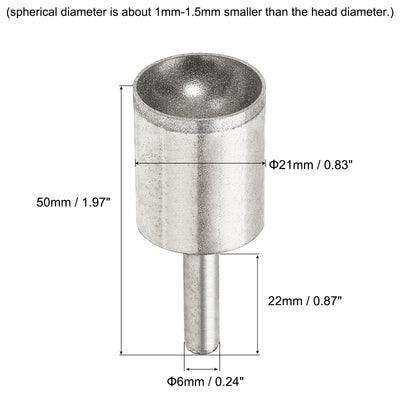Harfington Uxcell 21mm 600 Grits Diamond Mounted Point Spherical Concave Head Bead Grinding Bit
