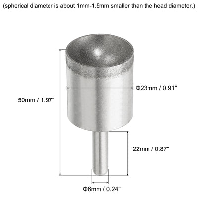 Harfington Uxcell 23mm 600 Grits Diamond Mounted Point Spherical Concave Head Bead Grinding Bit