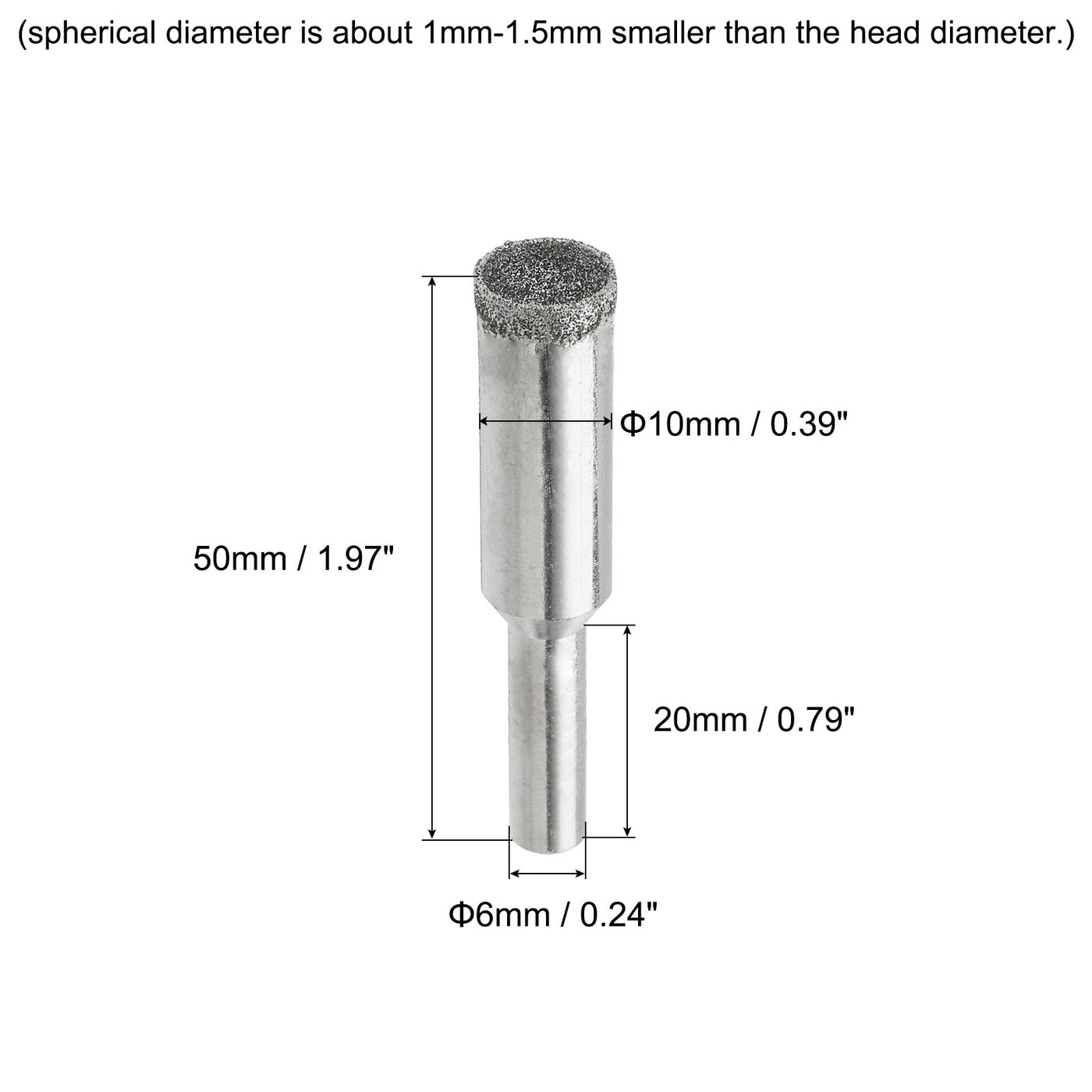 uxcell Uxcell 10mm 100 Grits Diamond Mounted Point Spherical Concave Head Bead Grinding Bit