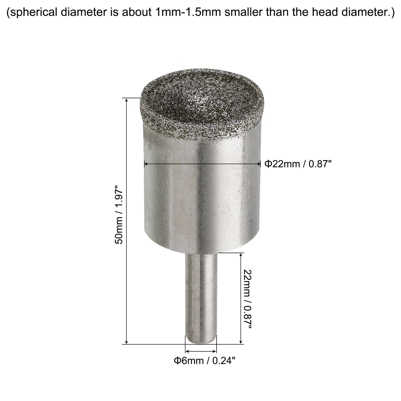 uxcell Uxcell 22mm 100 Grits Diamond Mounted Point Spherical Concave Head Bead Grinding Bit