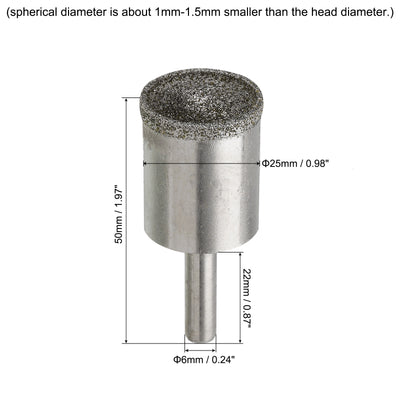 Harfington Uxcell 25mm 100 Grits Diamond Mounted Point Spherical Concave Head Bead Grinding Bit