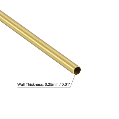 Harfington Uxcell Brass Round Tube 9.5mm OD 0.25mm Wall Thickness 300mm Length Pipe Tubing 4 Pcs