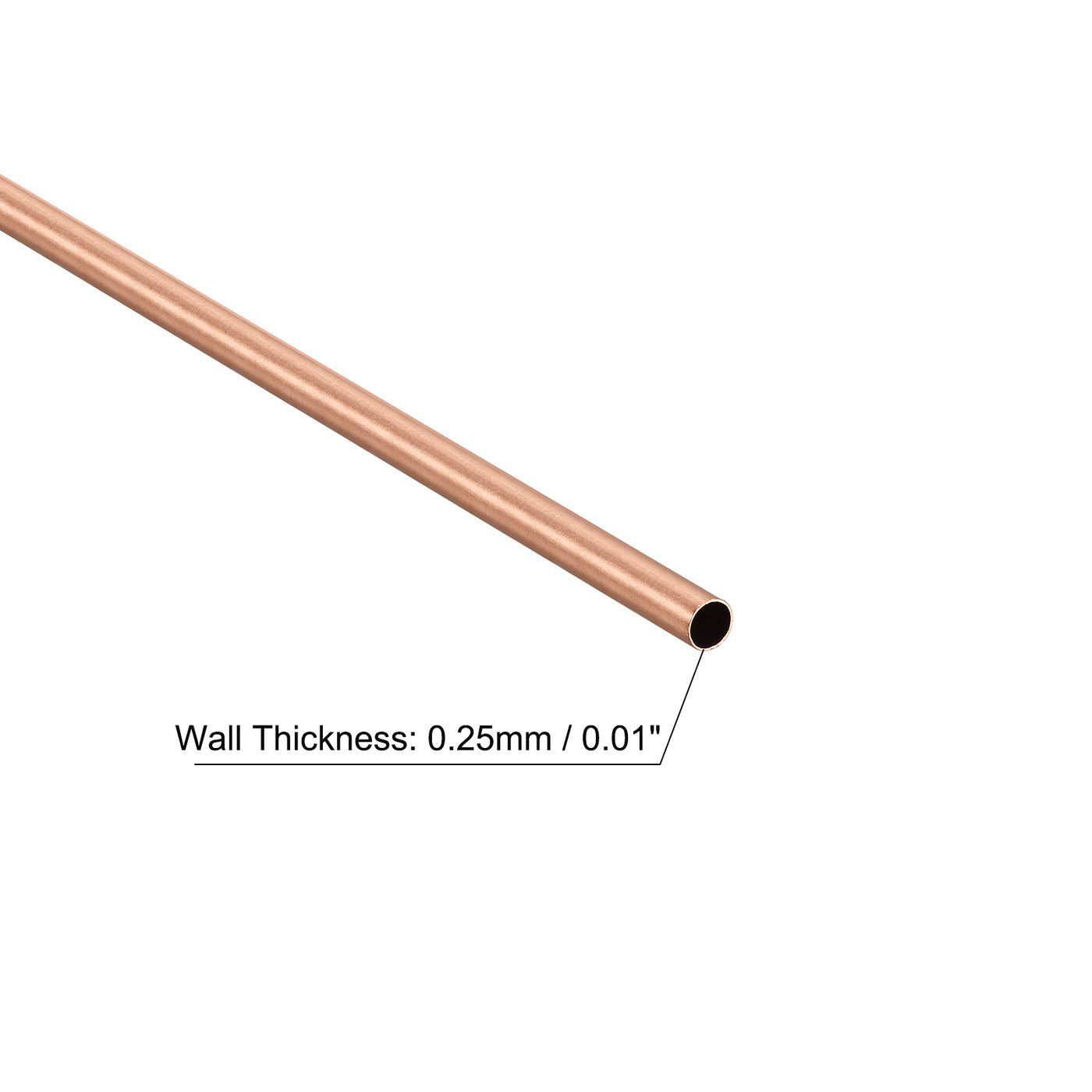 Uxcell Uxcell Copper Round Tube 2.5mm OD 0.25mm Wall Thickness 200mm Length Pipe Tubing 5 Pcs
