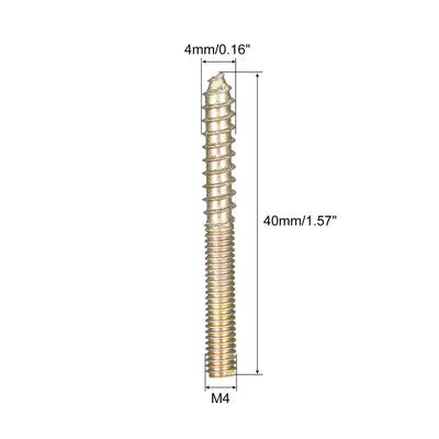 Harfington Uxcell M6x25mm Hanger Bolts, 20pcs Double Ended Thread Dowel Screws for Wood Furniture