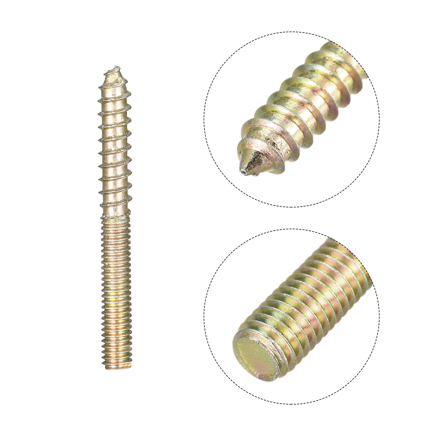 Uxcell Uxcell M6x25mm Hanger Bolts, 20pcs Double Ended Thread Dowel Screws for Wood Furniture