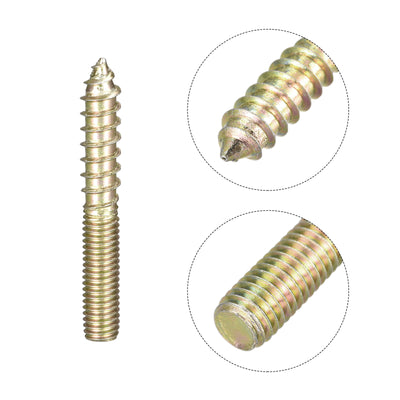 Harfington Uxcell M5x50mm Hanger Bolts, 20pcs Double Ended Thread Dowel Screws for Wood Furniture