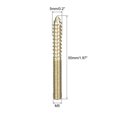 Harfington Uxcell M6x25mm Hanger Bolts, 120pcs Double Ended Thread Dowel Screws for Wood Furniture