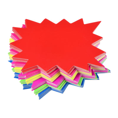 Harfington Blank Starburst Sale Signs Price Tags Fluorescent Star Pricing Labels 90x70mm 6 Colors for Retail Sales Pricing, Pack of 120