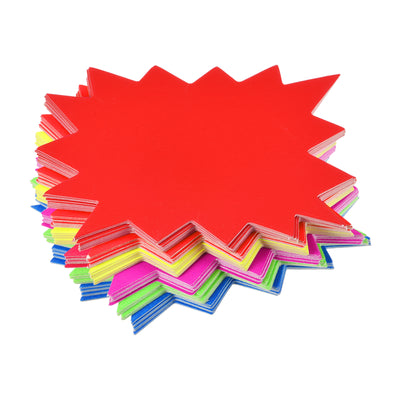 Harfington Blank Starburst Sale Signs Price Tags Fluorescent Star Pricing Labels 160x120mm 5 Colors for Retail Sales Pricing, Pack of 50