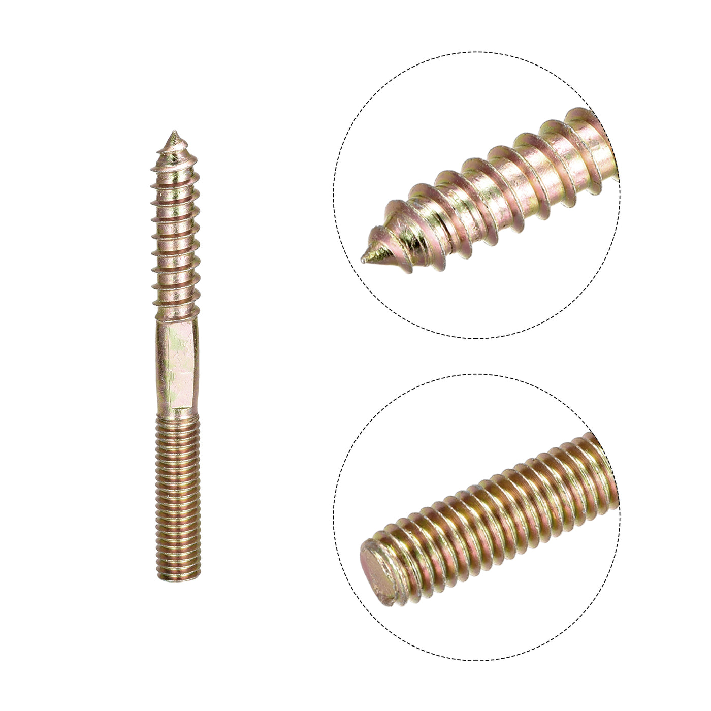 Uxcell Uxcell M10x100mm Hanger Bolts, 48pcs Double Head Thread Dowel Screws for Wood Furniture