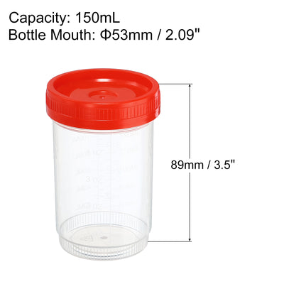 Harfington 150mL Sample Cups 2Pcs Sample Containers Leak Proof Screw Cap for Lab Home Red