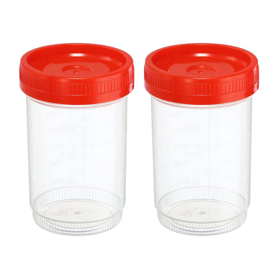Harfington 150mL Sample Cups 2Pcs Sample Containers Leak Proof Screw Cap for Lab Home Red