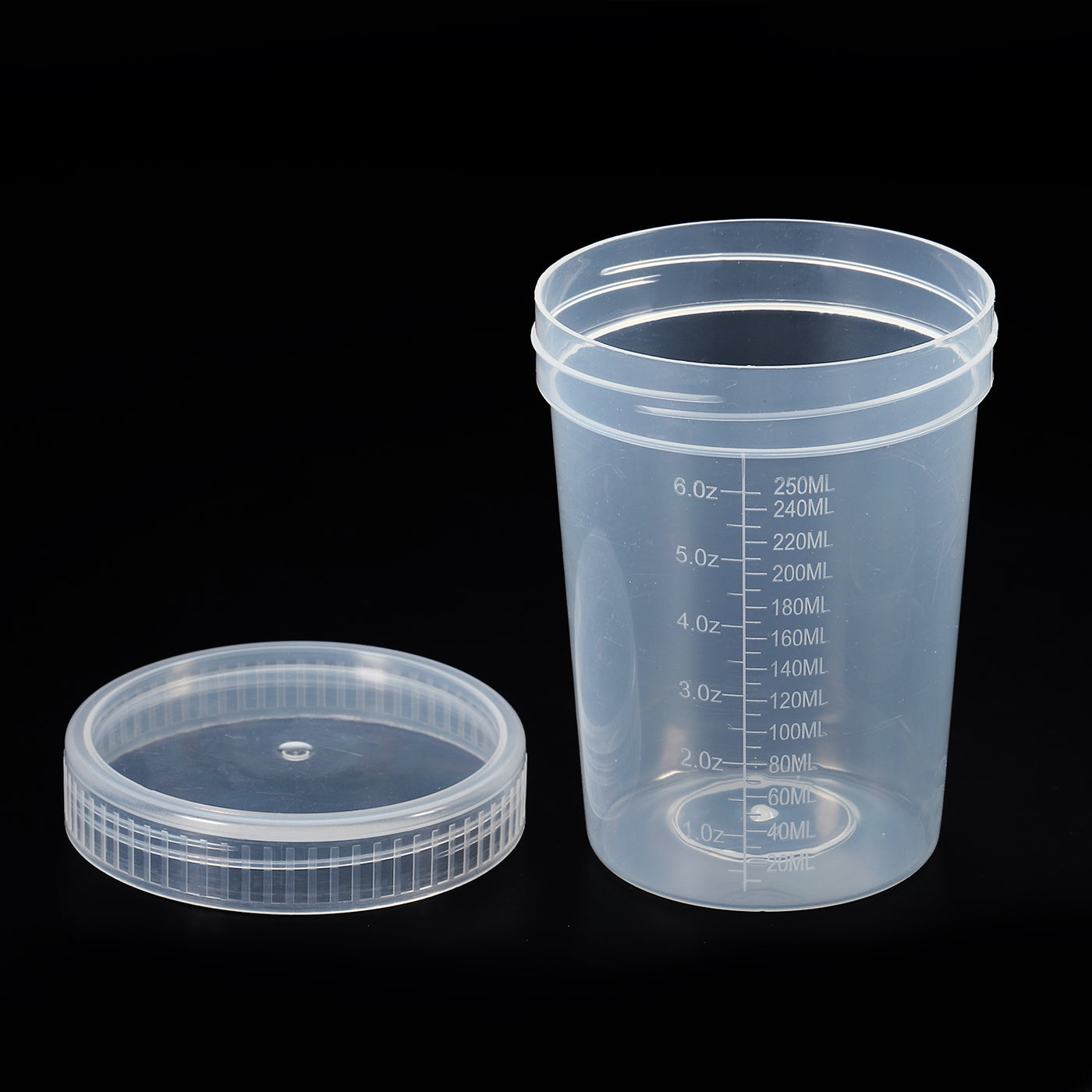 Harfington 250mL Sample Cups 2Pcs Sample Containers Leak Proof Screw Cap for Lab Home Clear