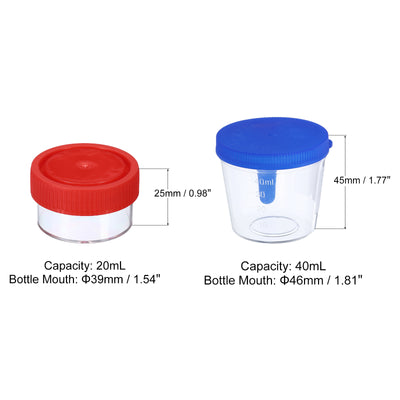Harfington 20mL 40mL Sample Cups Sample Containers Leak Proof Screw Cap for Lab Home 2 Set