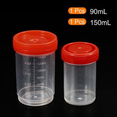 Harfington 90mL 150mL Sample Cups Sample Containers Leak Proof Screw Cap for Lab Home Red