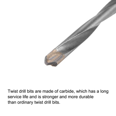 Harfington Uxcell 5mm Cutting Dia Round Shank Cemented Carbide Twist Drill Bit, 150mm Length 4 Pcs