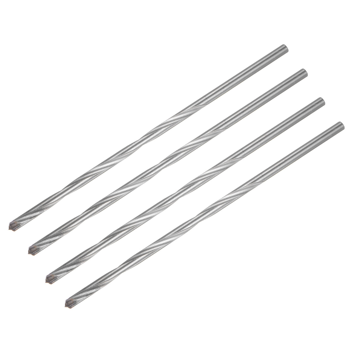 uxcell Uxcell 6mm Cutting Dia Round Shank Cemented Carbide Twist Drill Bit, 200mm Length 4 Pcs