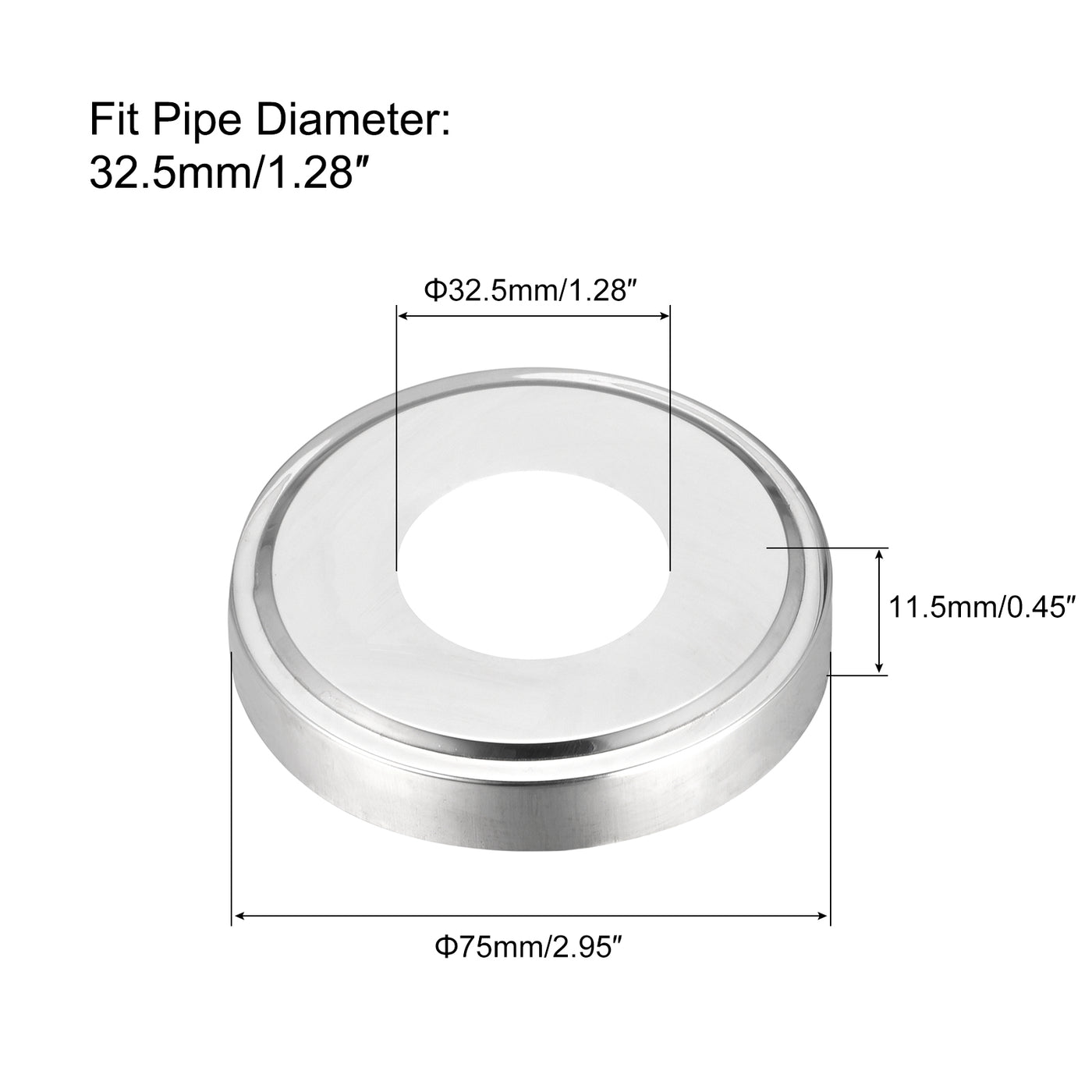 Uxcell Uxcell Round Escutcheon Plate, 8pcs 123 x 21mm 201 Stainless Steel Water Pipe Cover for 76.5mm Diameter Pipe