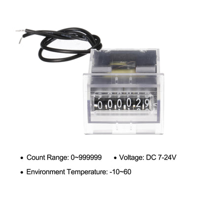 Harfington Uxcell Electromagnetic Counter Pulse Totalizer 6 Digit 0-999999 Range DC 7-24V
